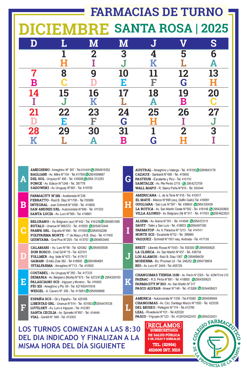 Turnos SANTA ROSA