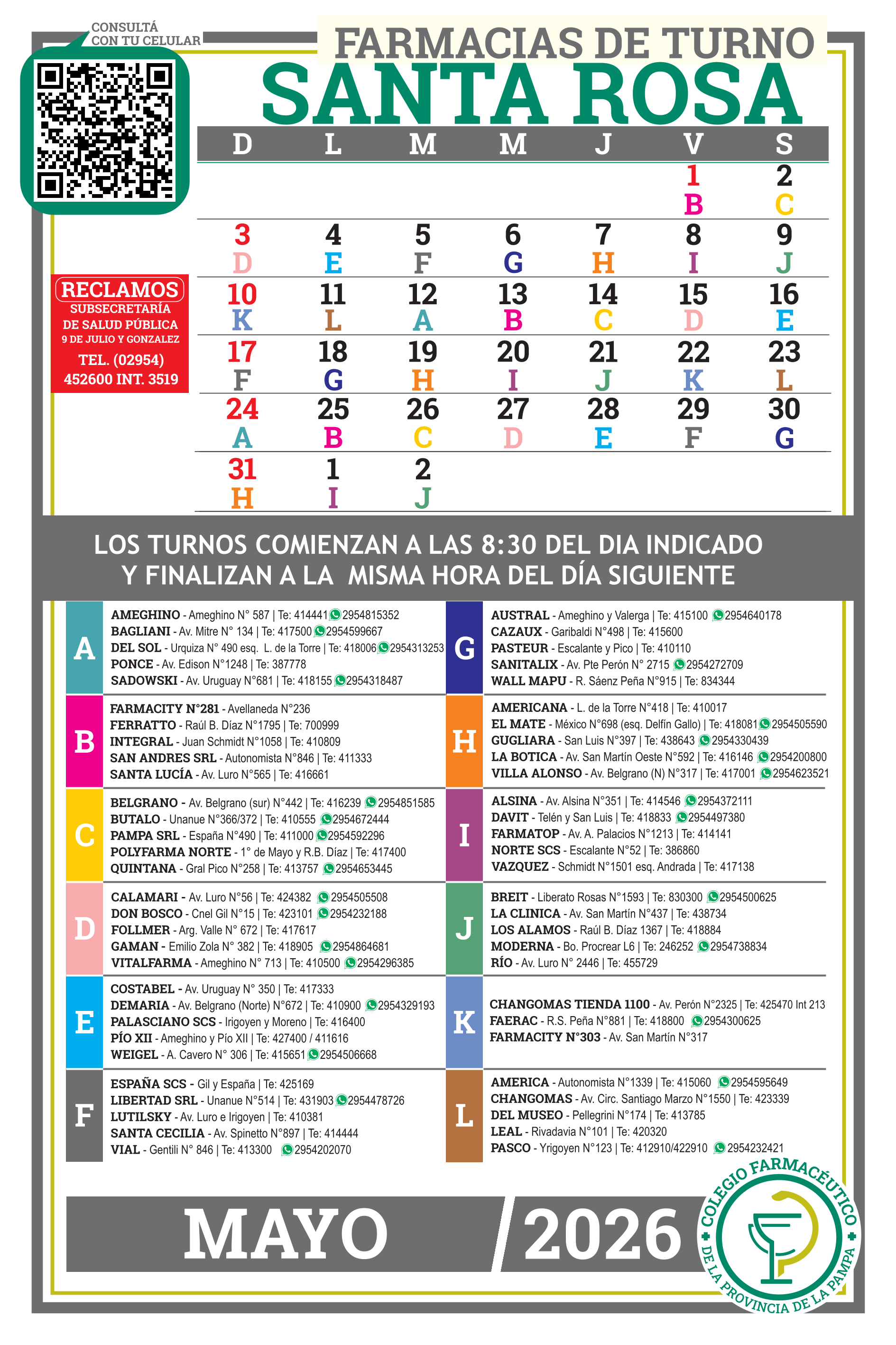 Turnos SANTA ROSA