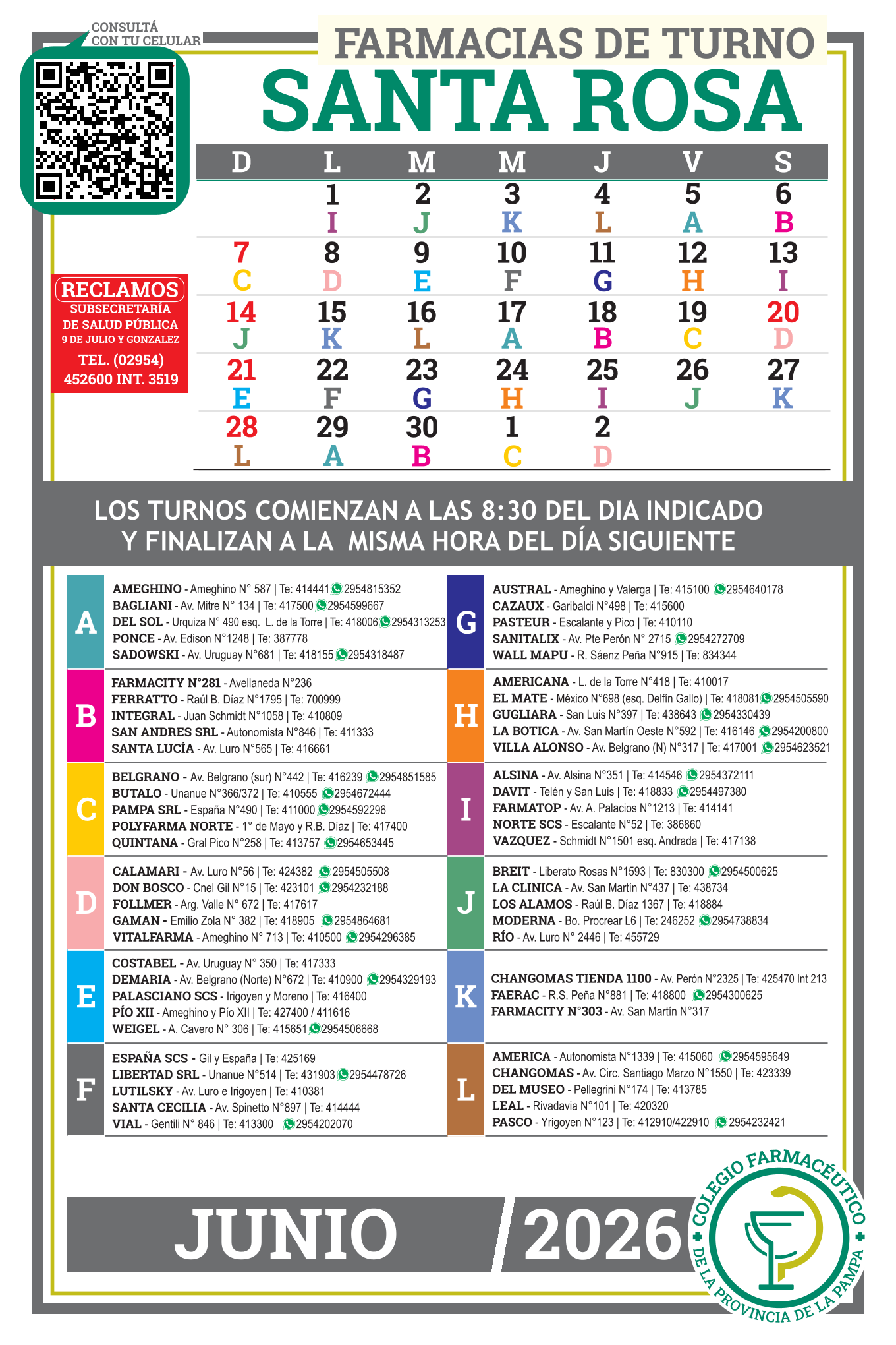 Turnos SANTA ROSA