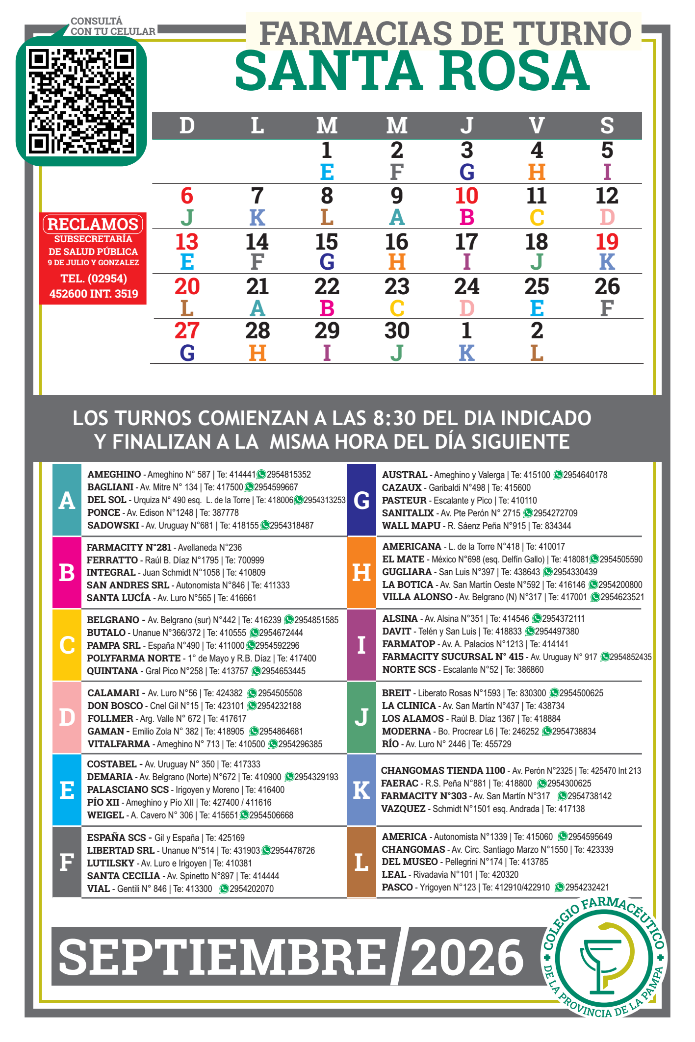Turnos SANTA ROSA