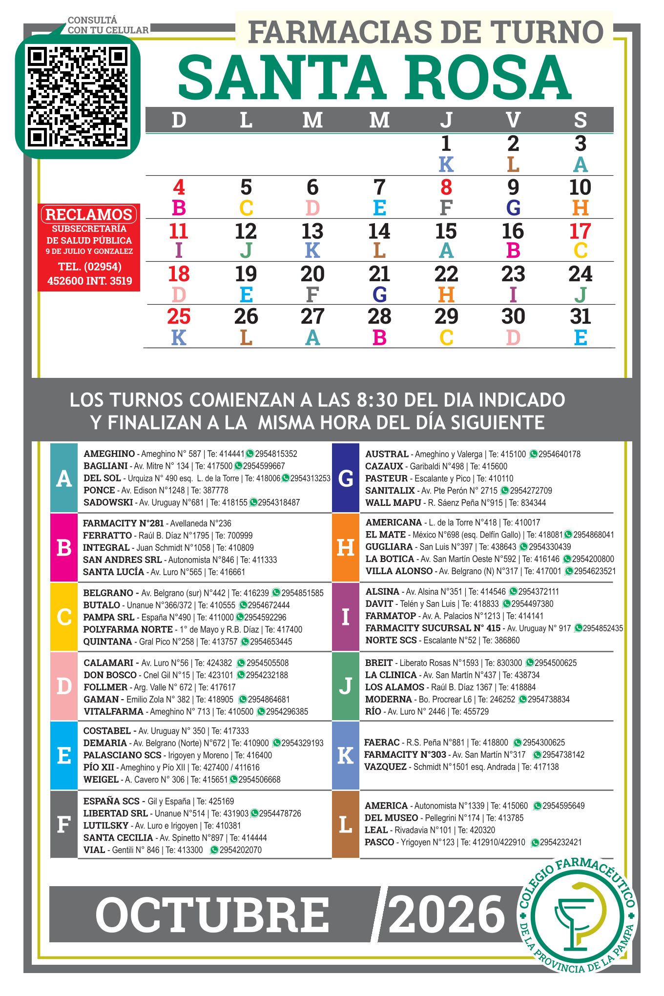 Turnos SANTA ROSA